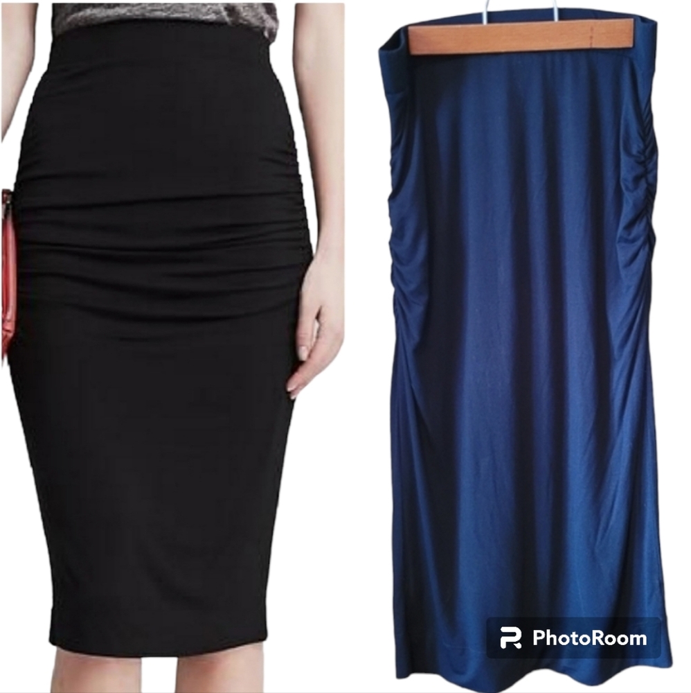 Banana Republic Ruched Sides Lined midi skirt Black Medium